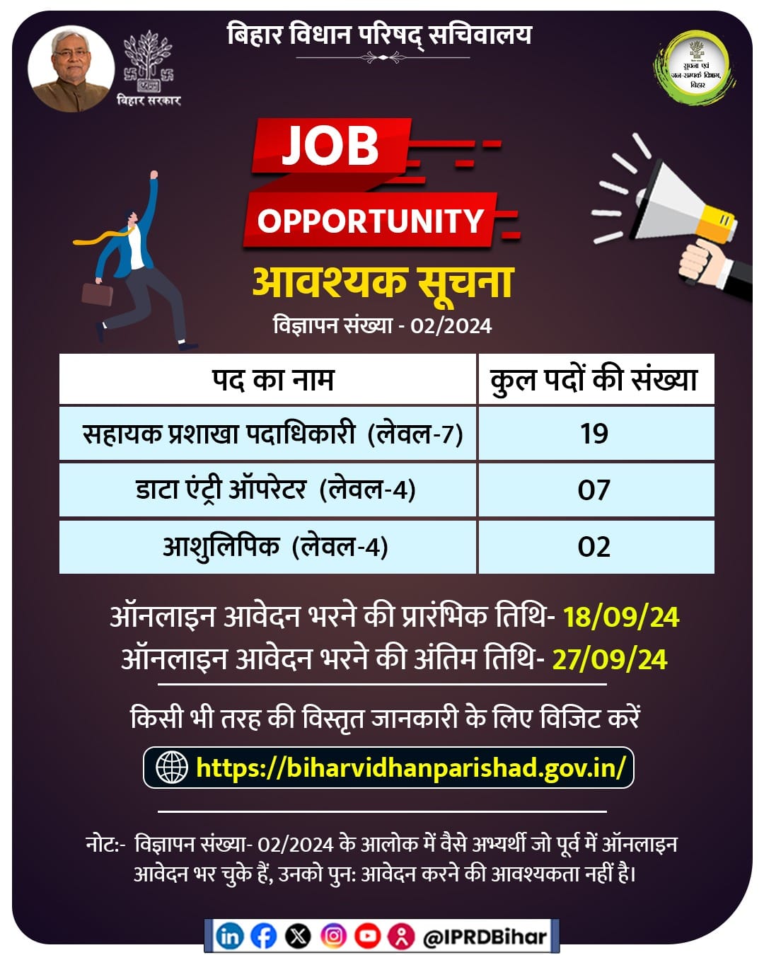 Bihar Vidhan Parishad Sachiwalay Vacancy 2024
