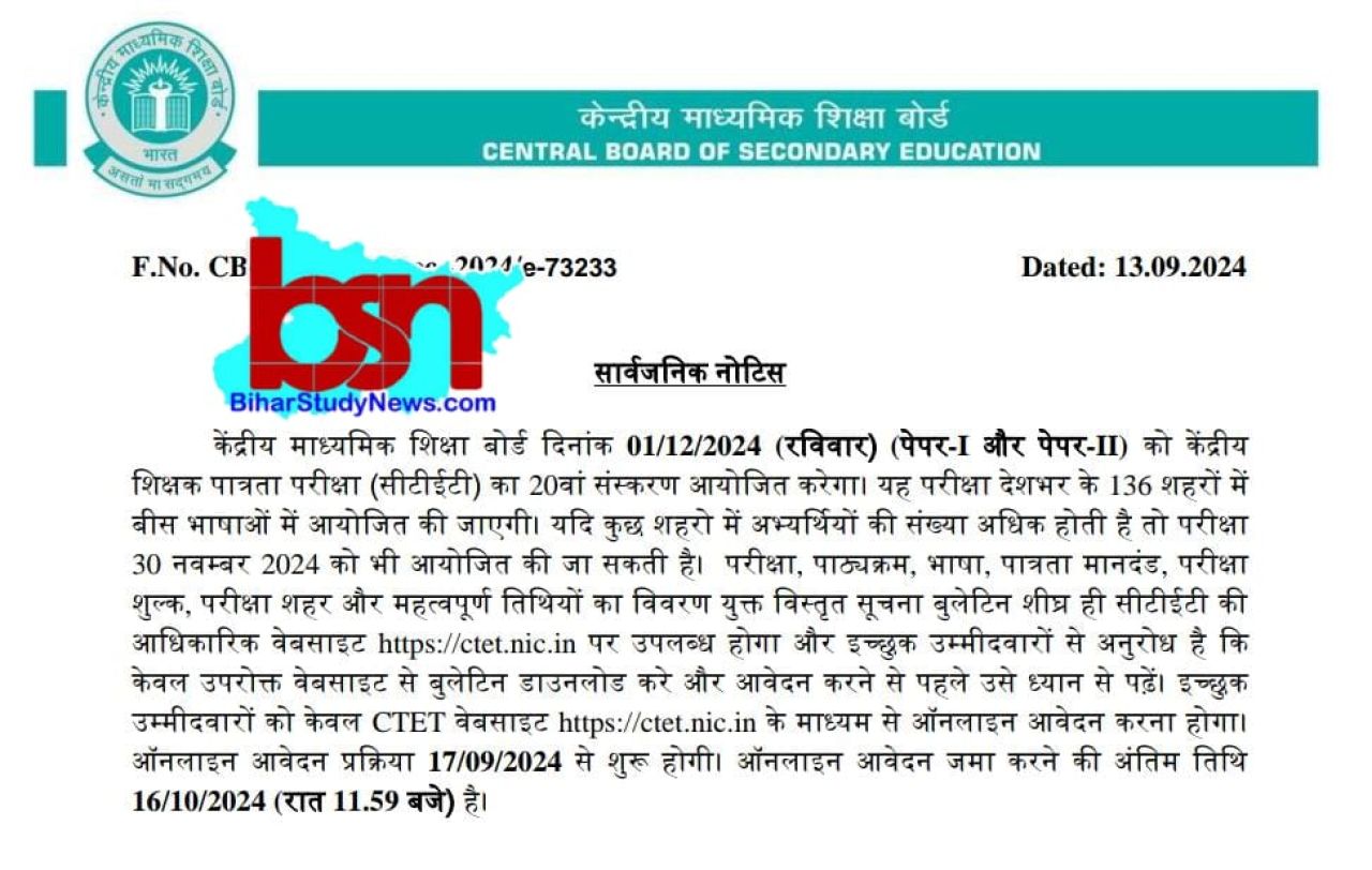 CTET December 2024 Notification