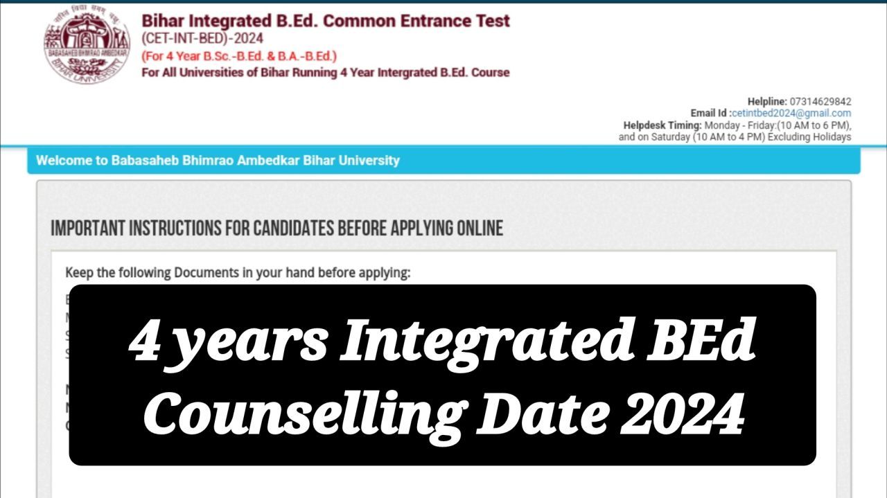 Bihar Integrated BEd Counselling 2024