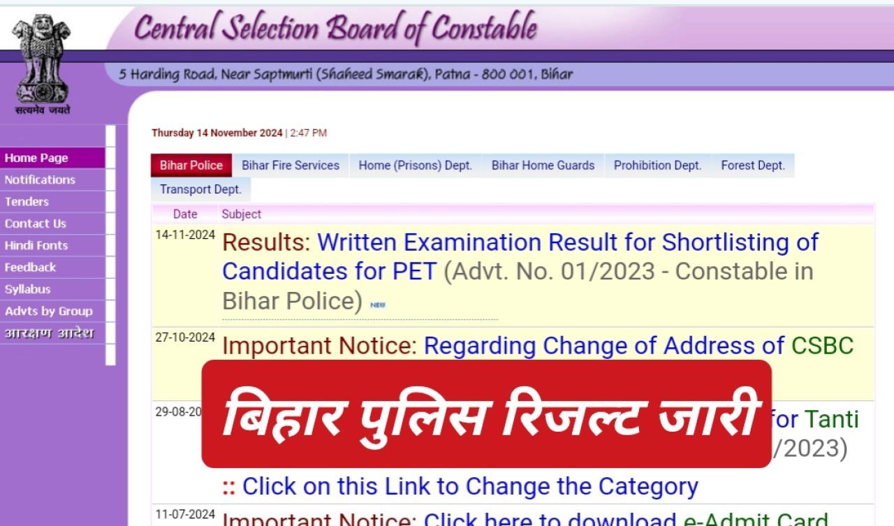 Bihar Police Constable Result 2024