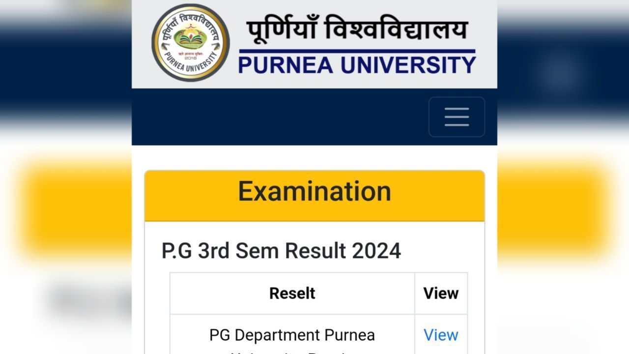 Purnea University PG 3rd Sem Result 2024