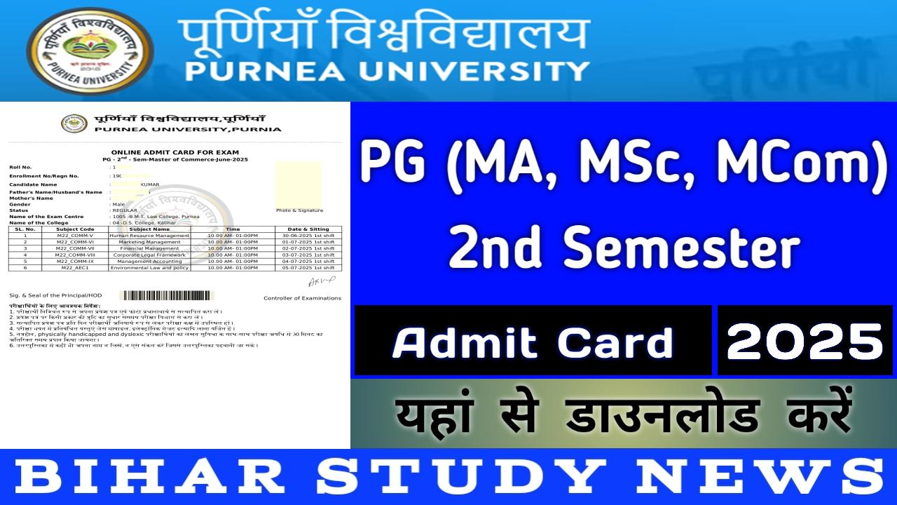 Purnea University PG 2nd Sem Admit Card 2025
