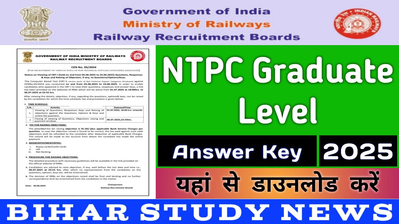 Railway NTPC Graduate Level Answer Key 2025