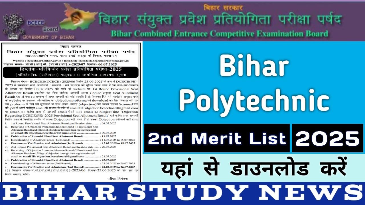 Bihar Polytechnic 2nd Merit List 2025