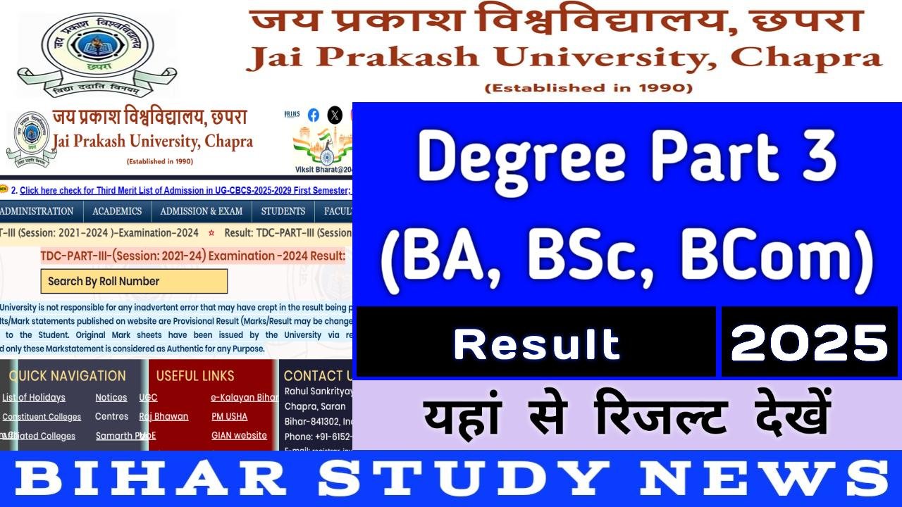 JPU Chhapra Degree Part 3 Result 2025
