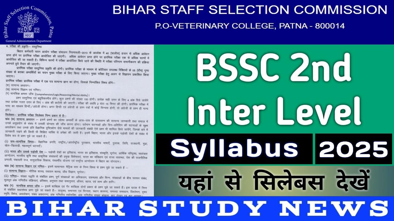 Bihar SSC 2nd Inter Level Syllabus 2025