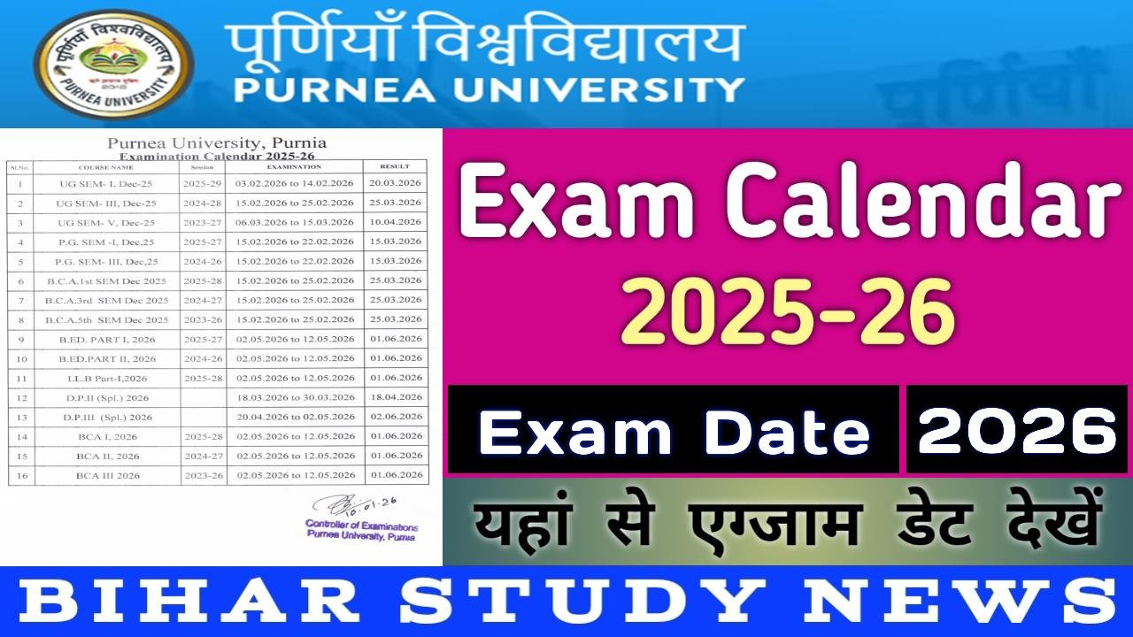 Purnea University Exam Calendar 2025-26