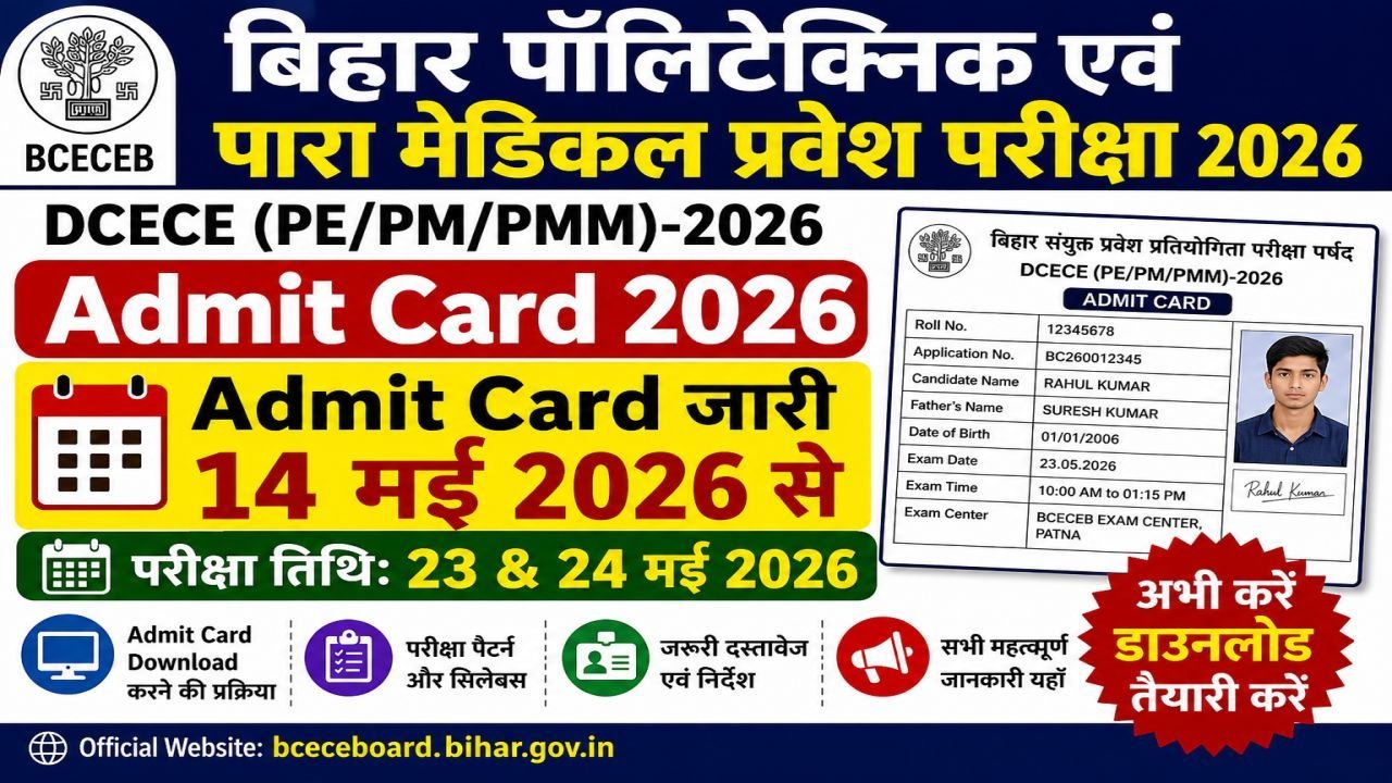 Bihar Polytechnic and Para Medical Entrance Exam Admit Card 2026