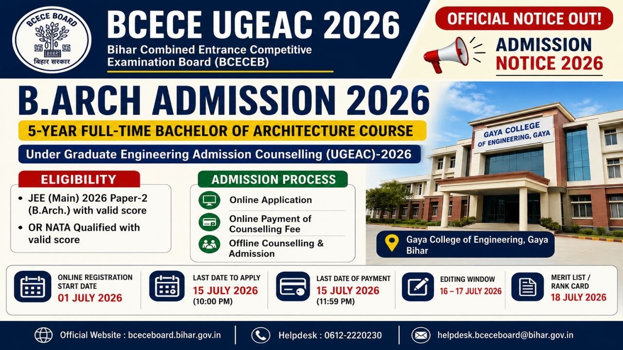 BCECE UGEAC 2026 BArch Admission 2026