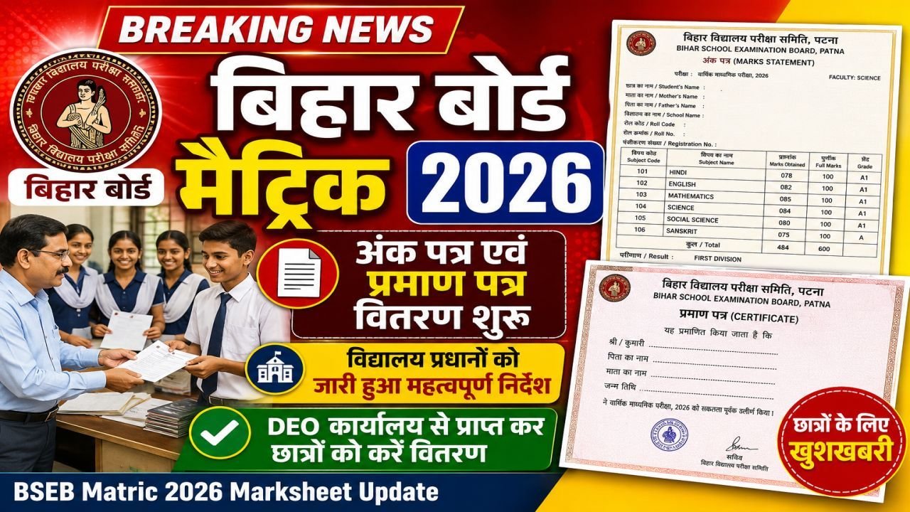 Bihar Board Matric 2026 Marksheet