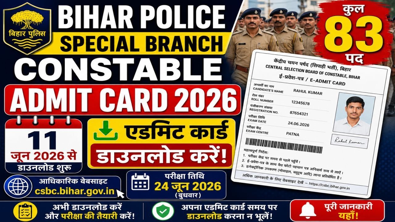 Bihar Police Special Branch Constable Admit Card 2026