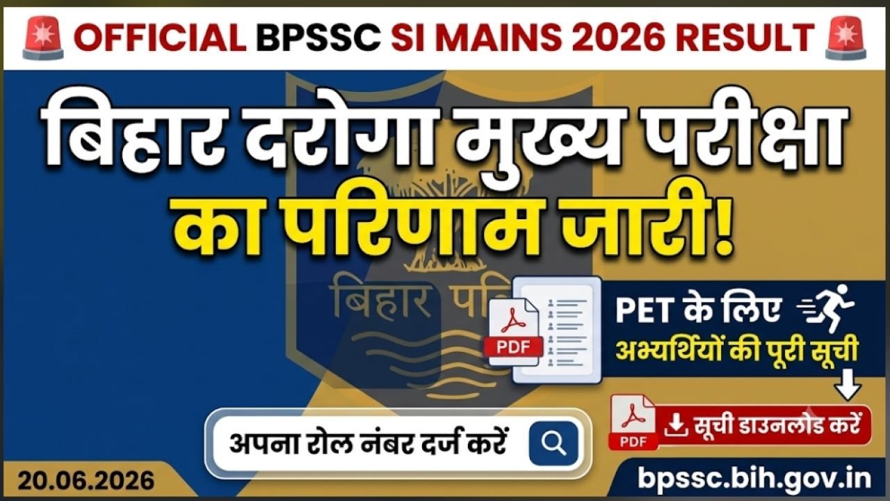 Bihar SI Mains Result 2026 Out