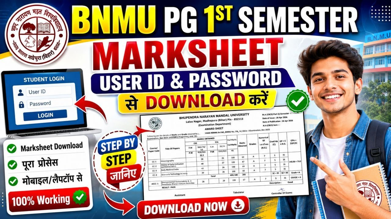 BNMU PG 1st Semester Marksheet 2026