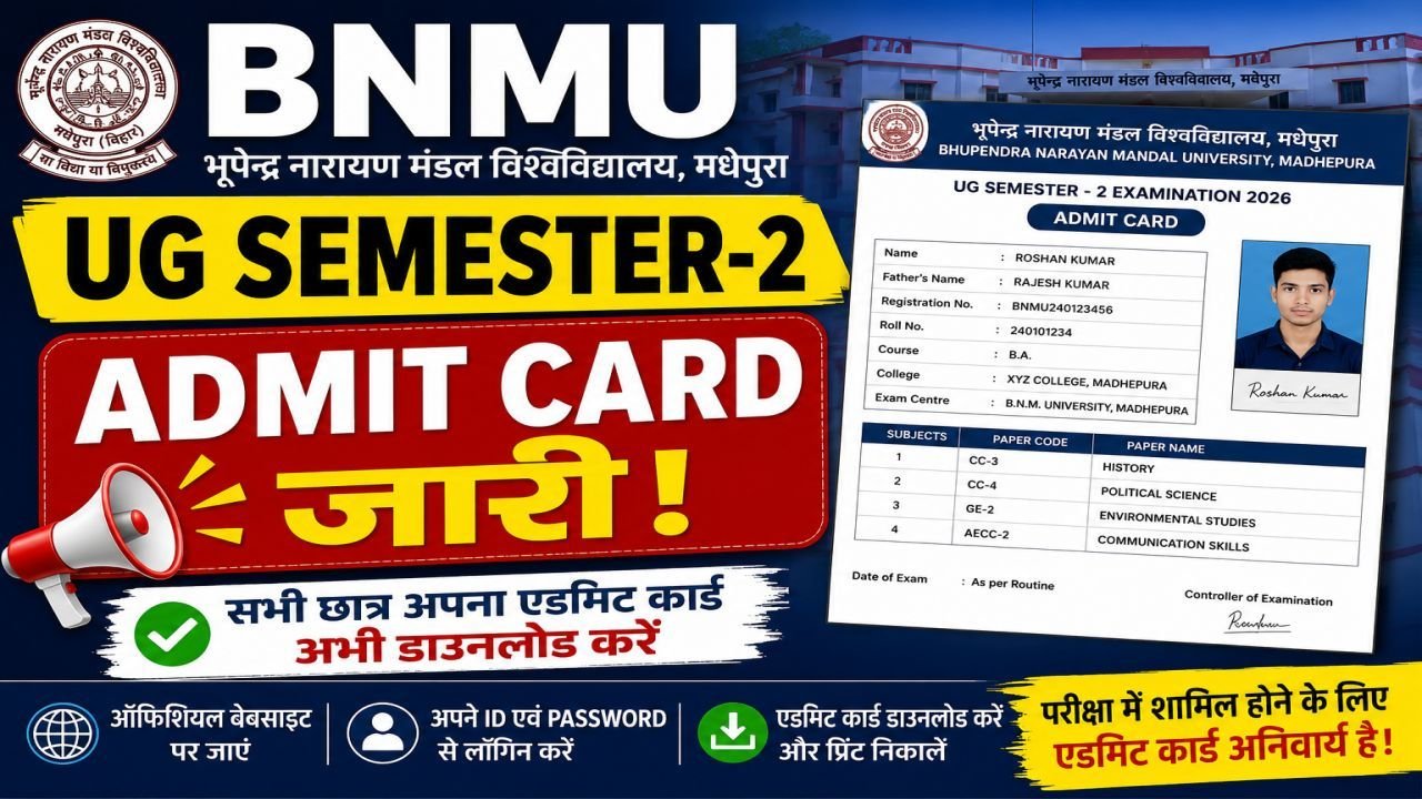 BNMU UG Sem -2 Admit Card 2026
