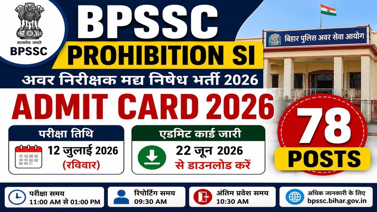BPSSC Bihar Prohibition SI  Admit Card 2026