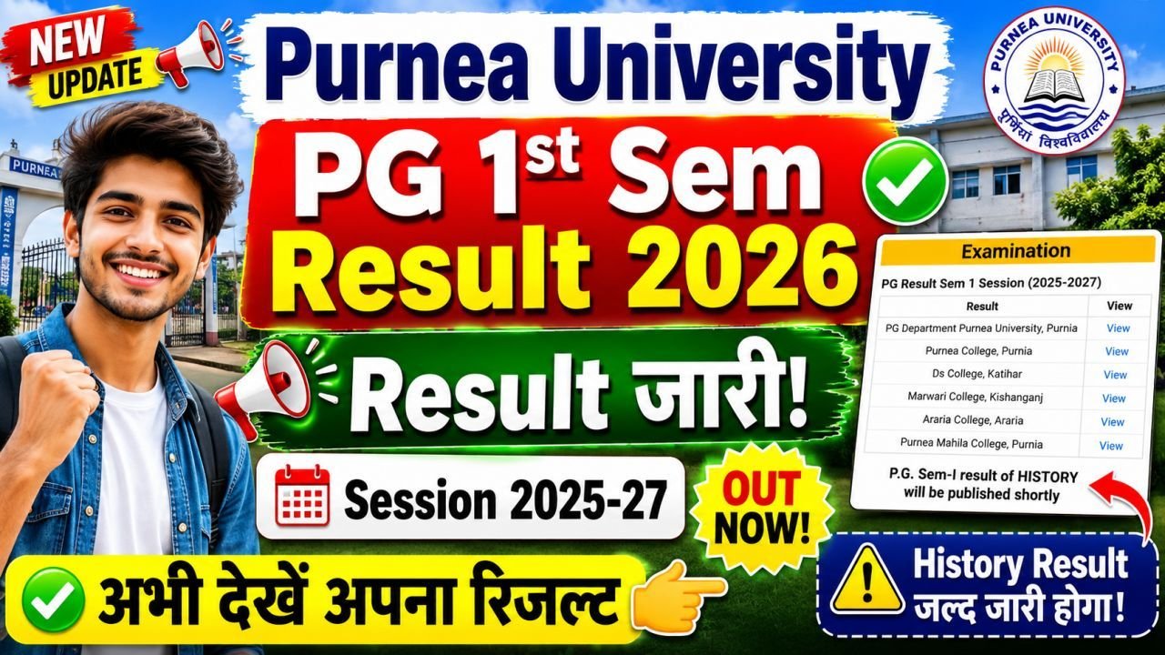 Purnea University PG 1st Sem Result 2026 Jari