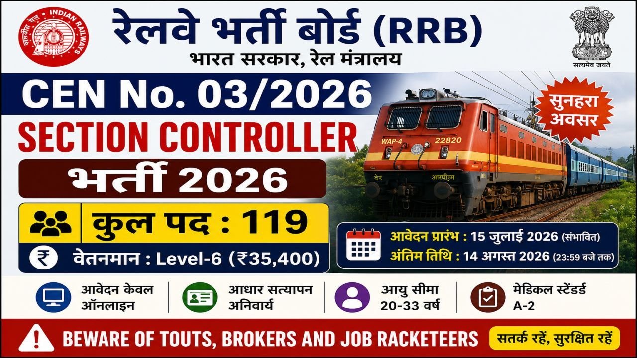 RRB Section Controller Recruitment 2026