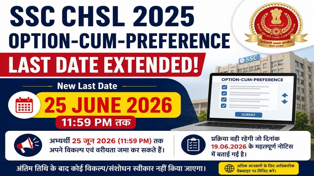 SSC CHSL 2025 Option-cum-Preference Extended