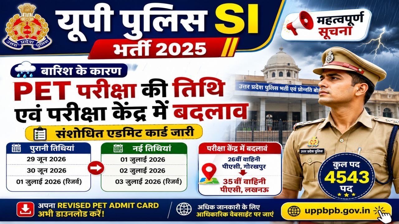 UP Police SI PET Exam 2025