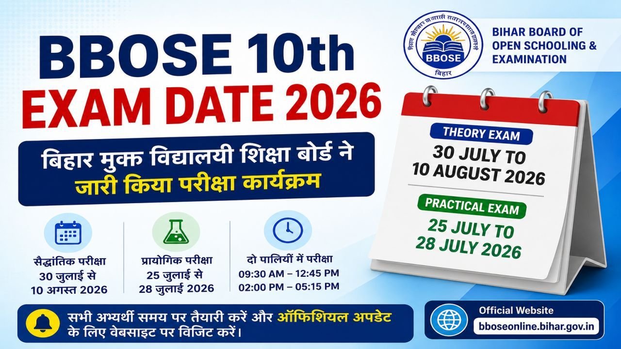 BBOSE 10th Exam Date 2026 Out