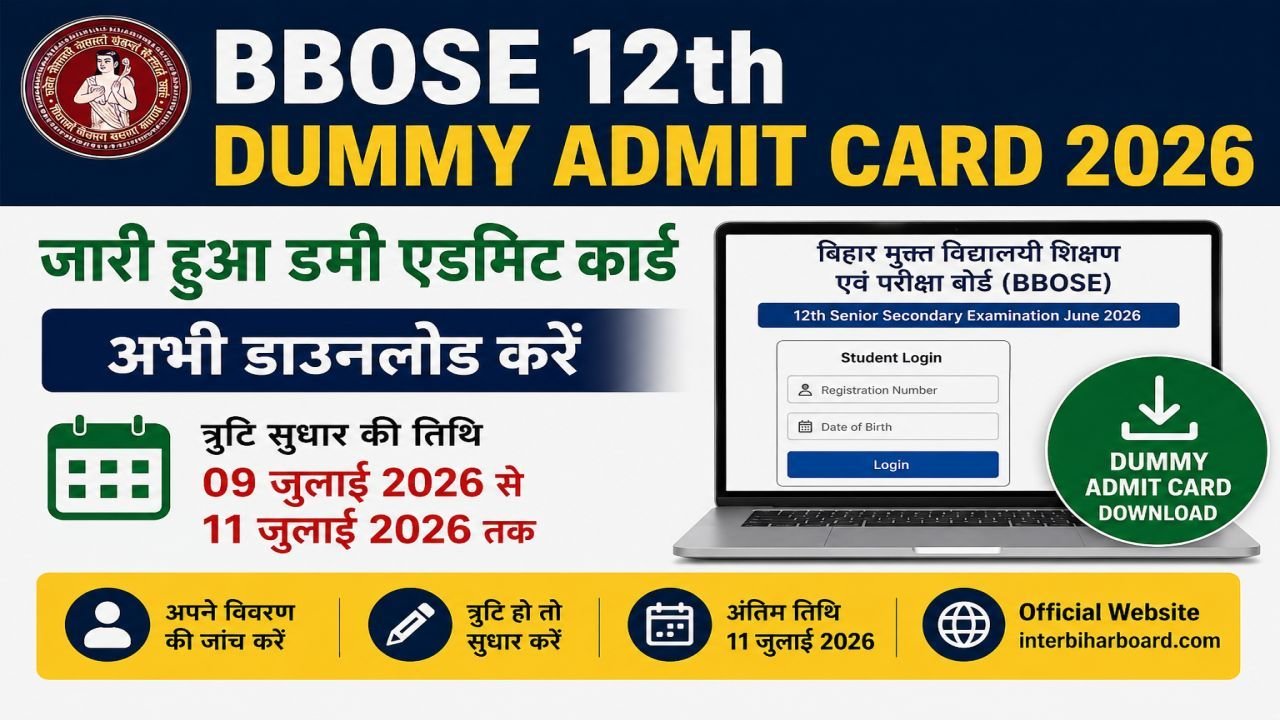 BBOSE 12th Dummy Admit Card 2026 Out