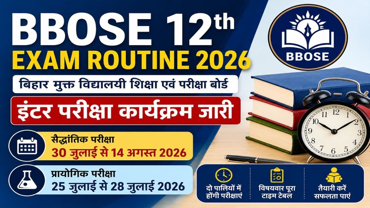 BBOSE 12th Exam Routine 2026