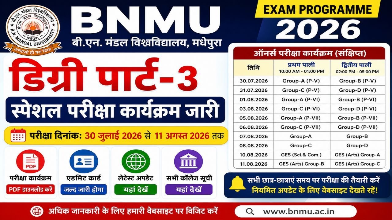 BNMU Degree Part-III Special Examination Programme 2026 Released