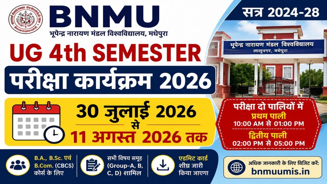 BNMU UG 4th Semester Exam Programme 2026 Out