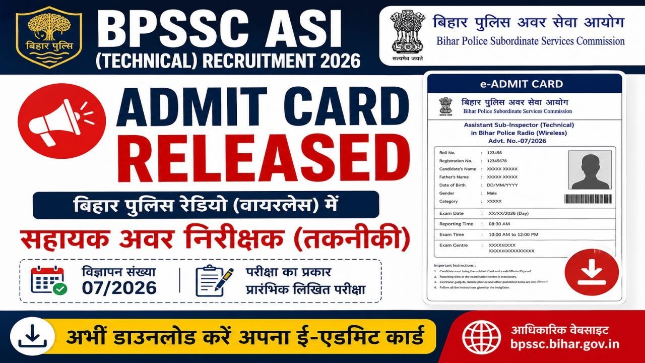 BPSSC ASI (Technical) Admit Card 2026 Released