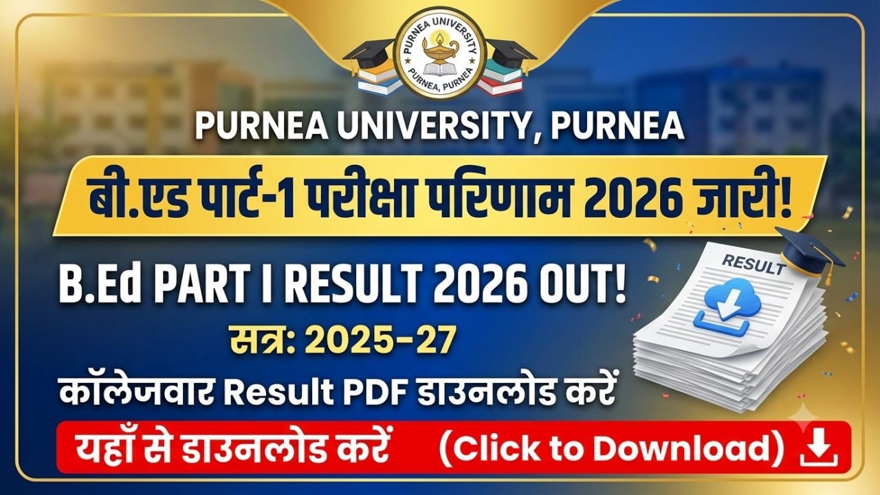 Purnea University B.Ed Part I Result 2026 Out