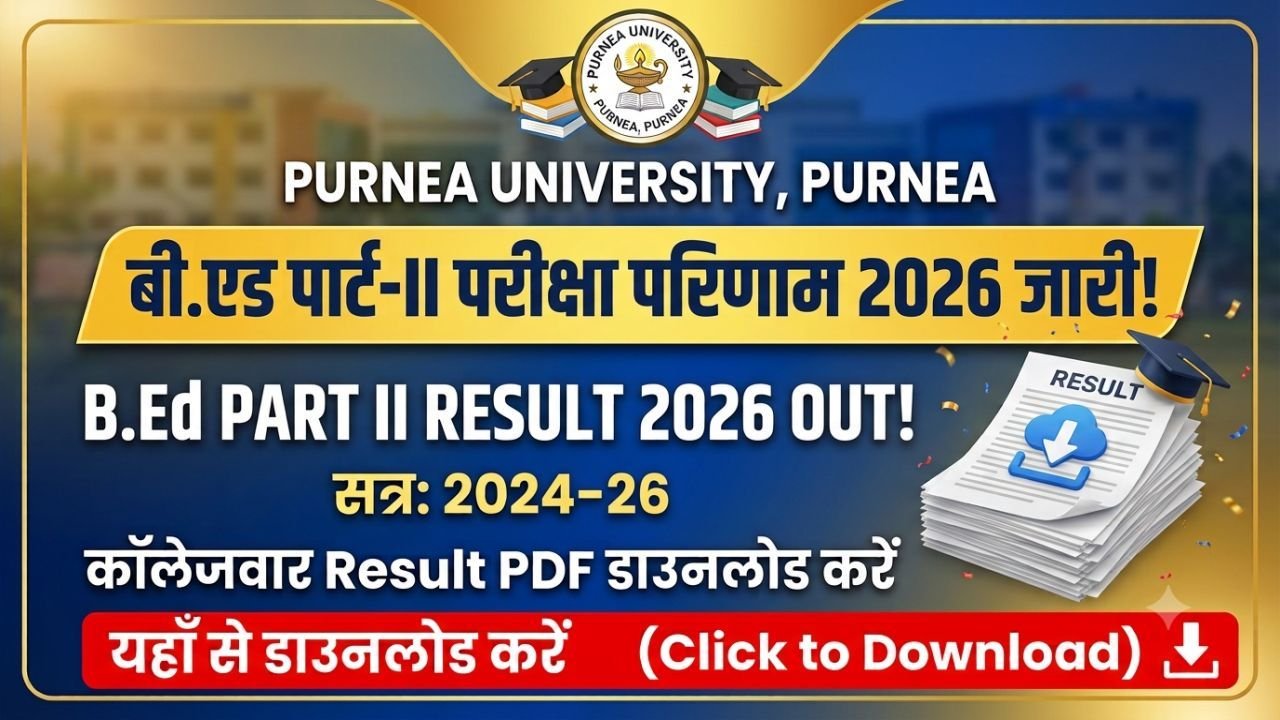 Purnea University B.Ed Part II Result 2024-26 Out