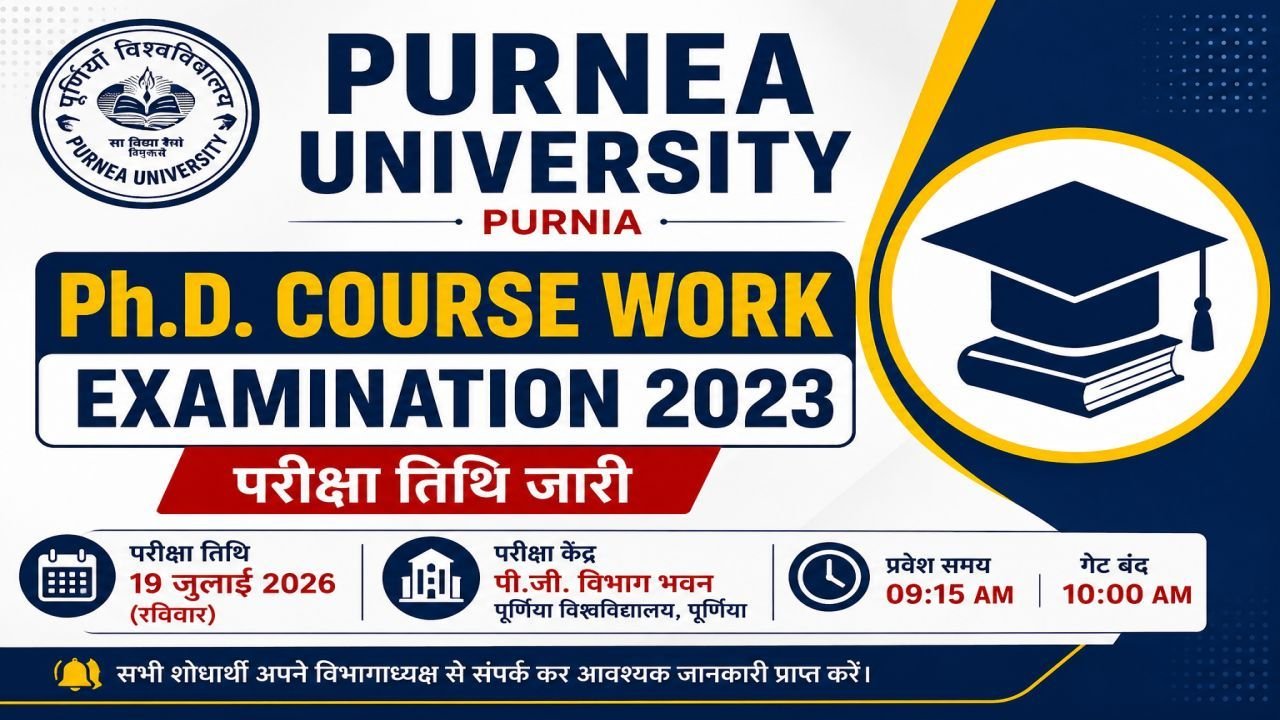 Purnea University Ph.D. Course Work Examination 2023 Exam Date Notice 2026
