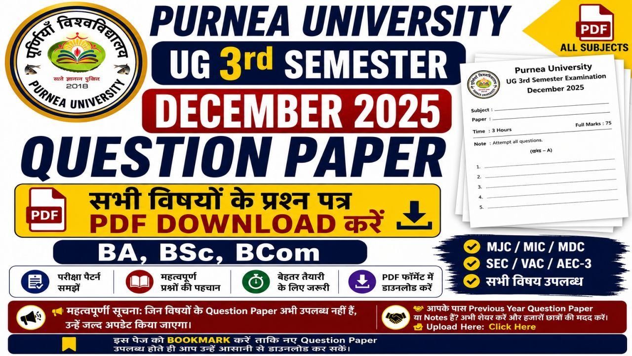 Purnea University UG 3rd Semester December 2025 Question Paper