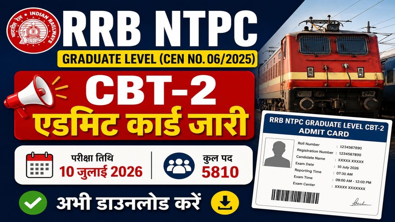 RRB NTPC Graduate Level CBT-2 Admit Card 2026 Out