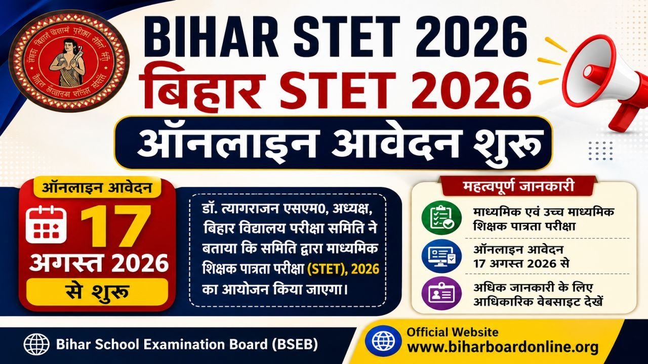 Bihar STET 2026 Online Form Start Date Announced