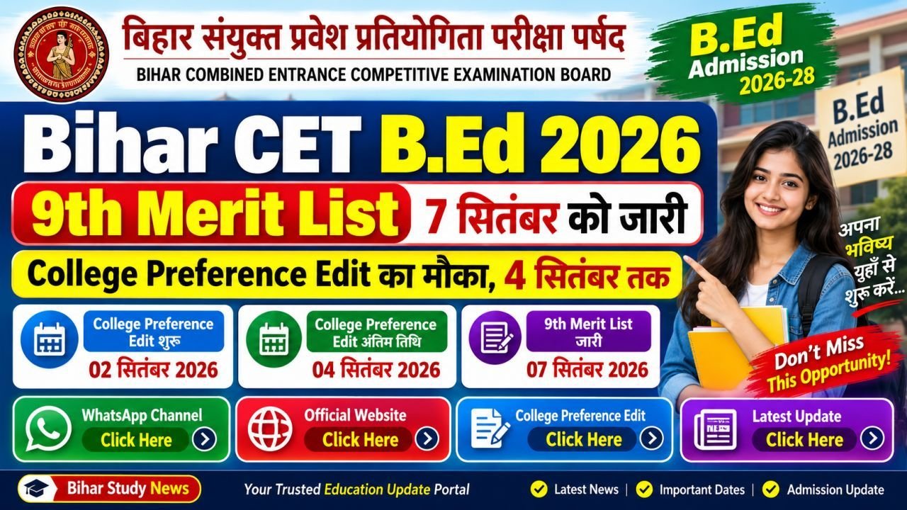 Bihar CET B.Ed College Preference Edit 2026