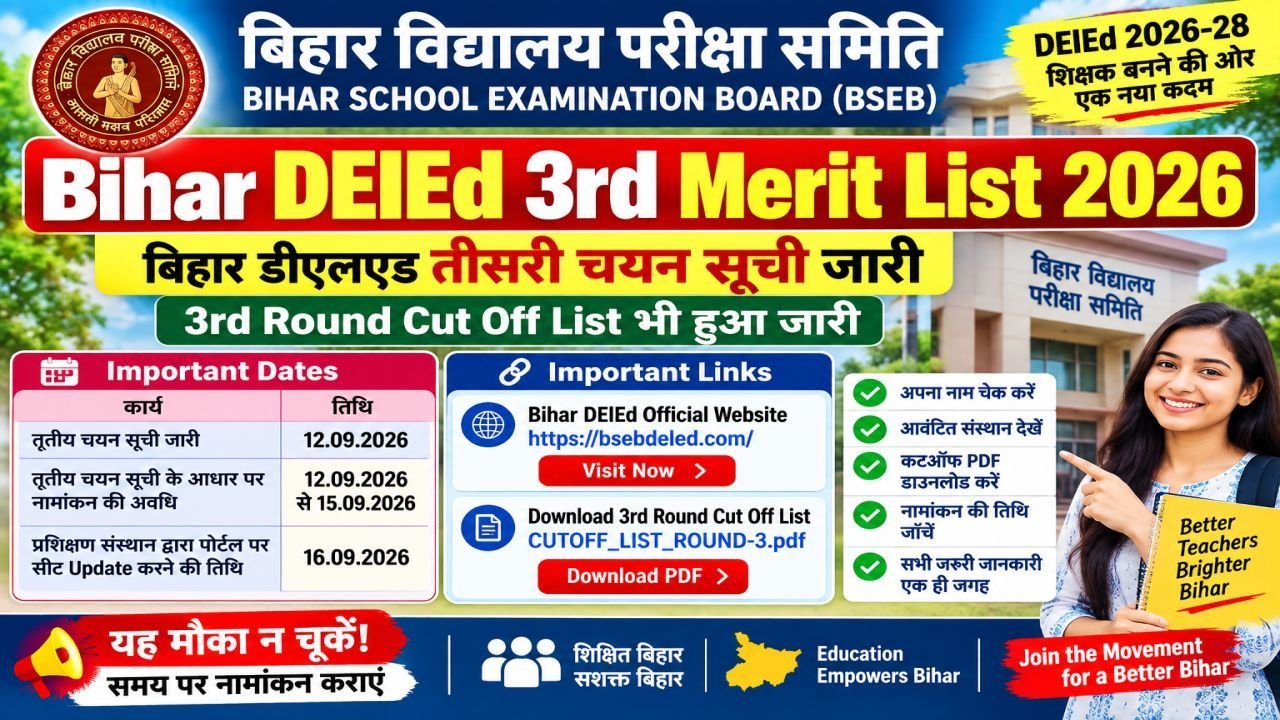 Bihar DElEd 3rd Merit List 2026