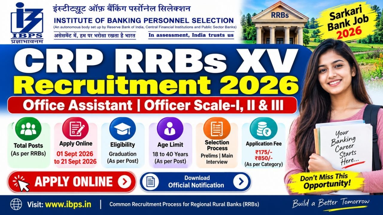 CRP RRBs XV Recruitment 2026