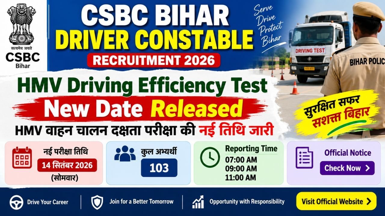 CSBC Bihar Driver Constable Recruitment 2026