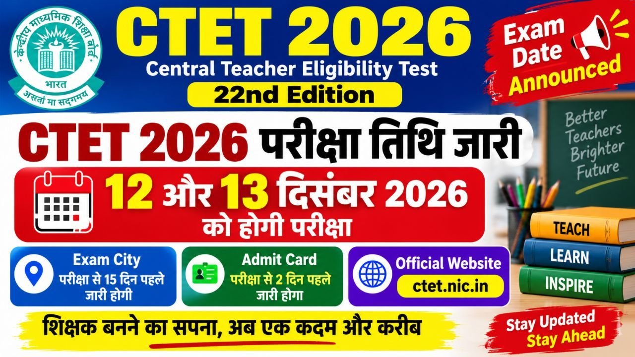 CTET 2026 Exam Date Announced