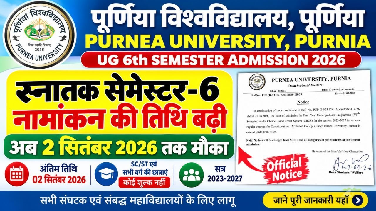 Purnea University UG 6th Semester Admission Extended