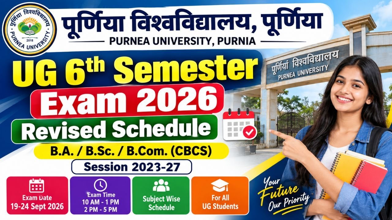 Purnea University UG 6th Semester Exam 2026 Revised Schedule