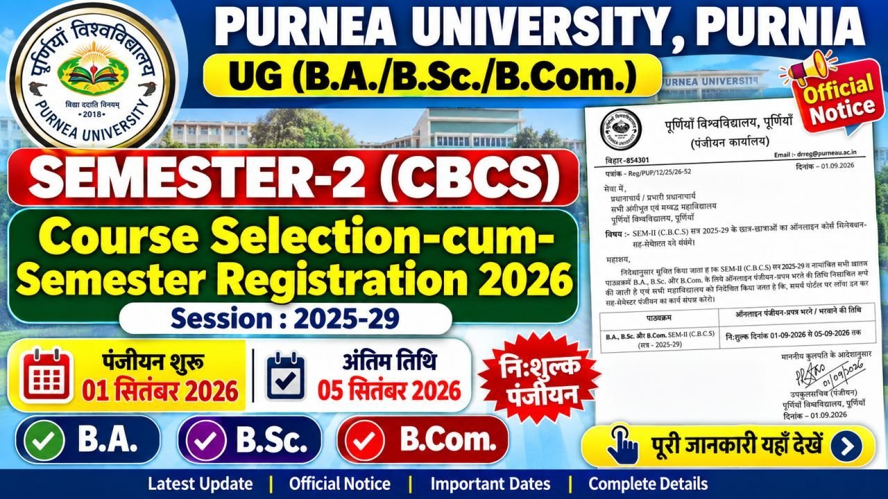Purnea University UG Semester 2 Registration 2026