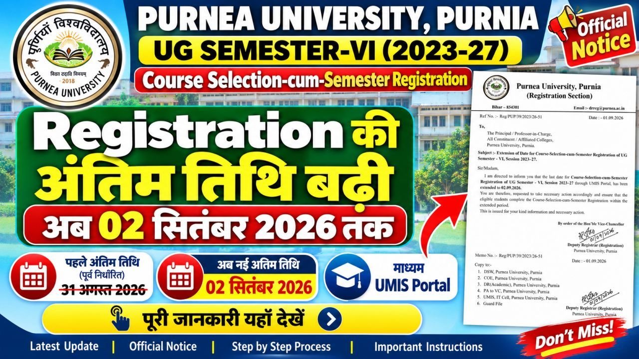 Purnea University UG Semester-6 Registration Date Extend
