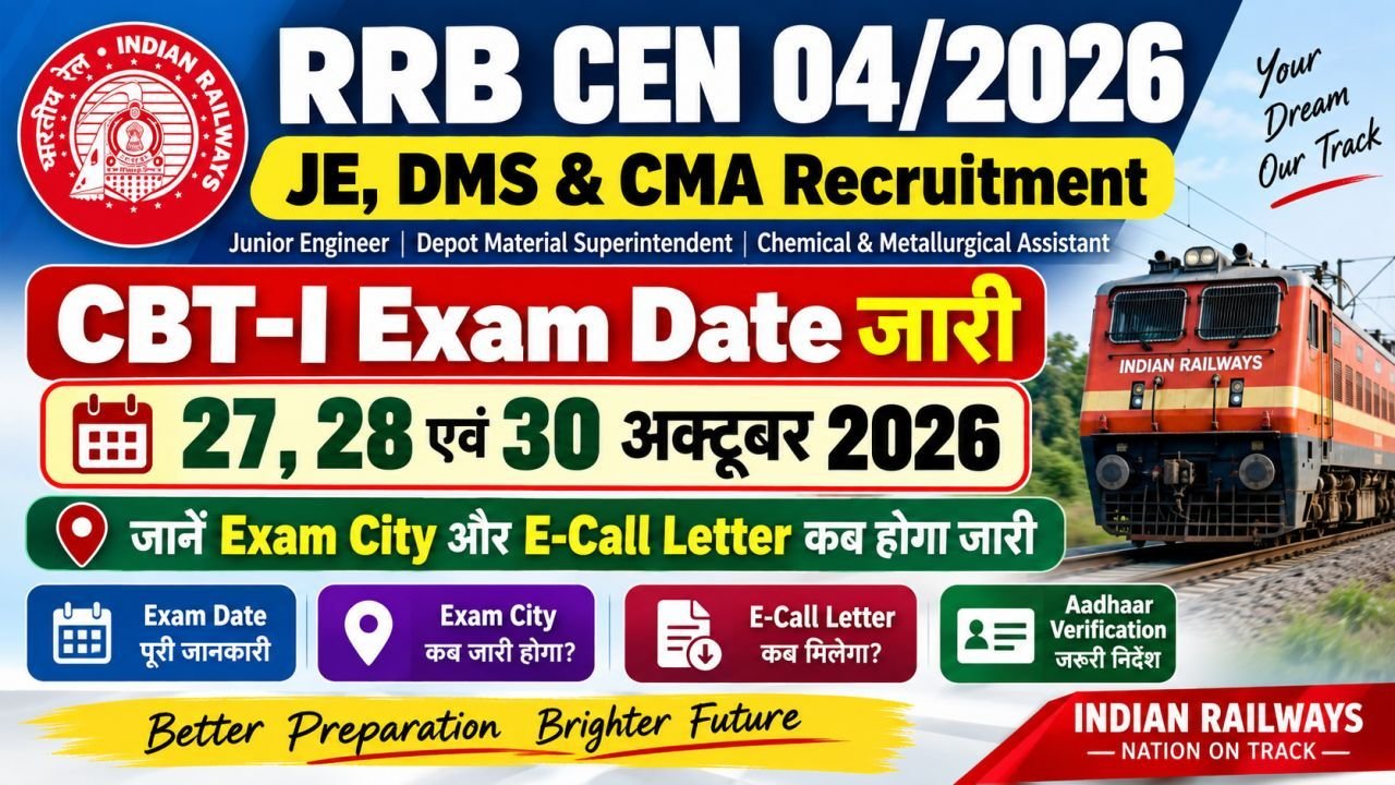 RRB CEN 04/2026 Exam Date Out