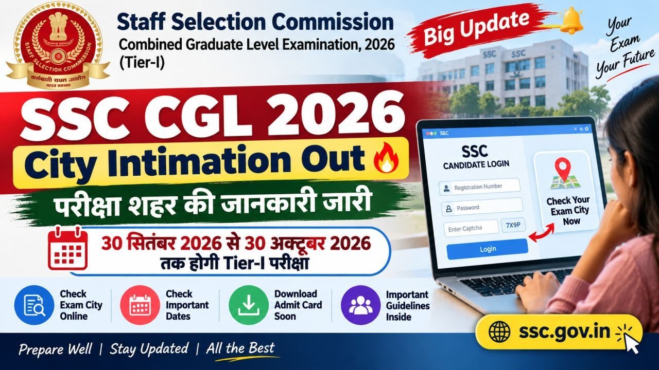 SSC CGL 2026 City Intimation Out