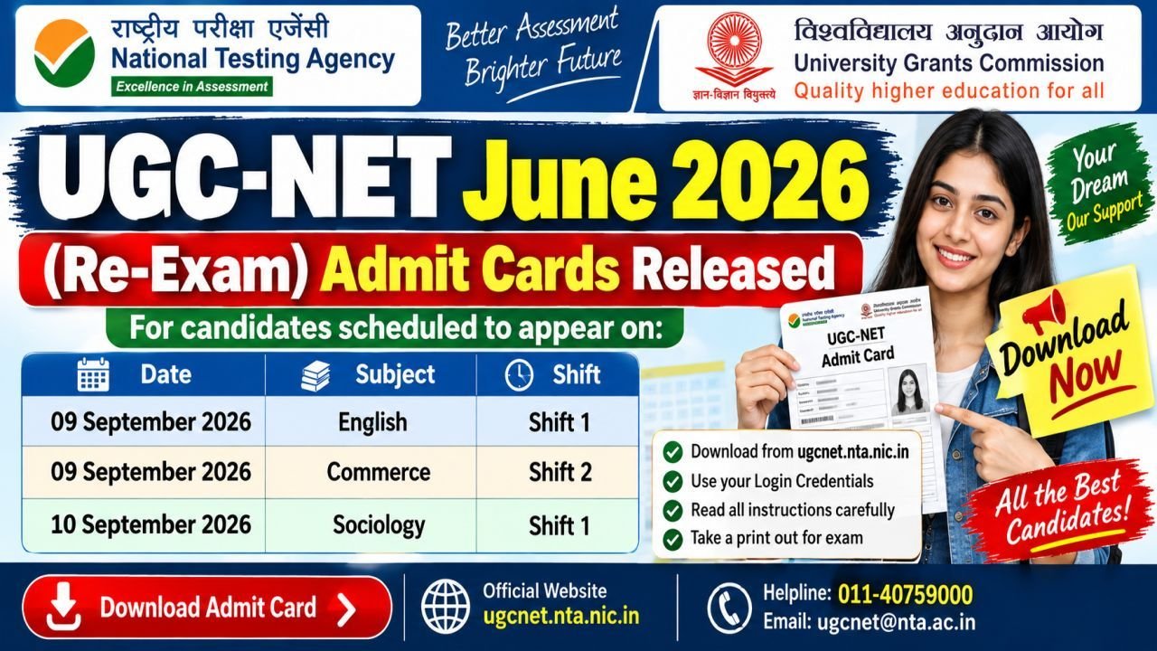 UGC-NET June 2026 (Re-Exam) Admit Card Released