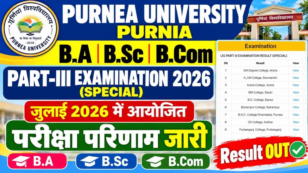 Purnea University UG Part-III Special Examination Result 2026