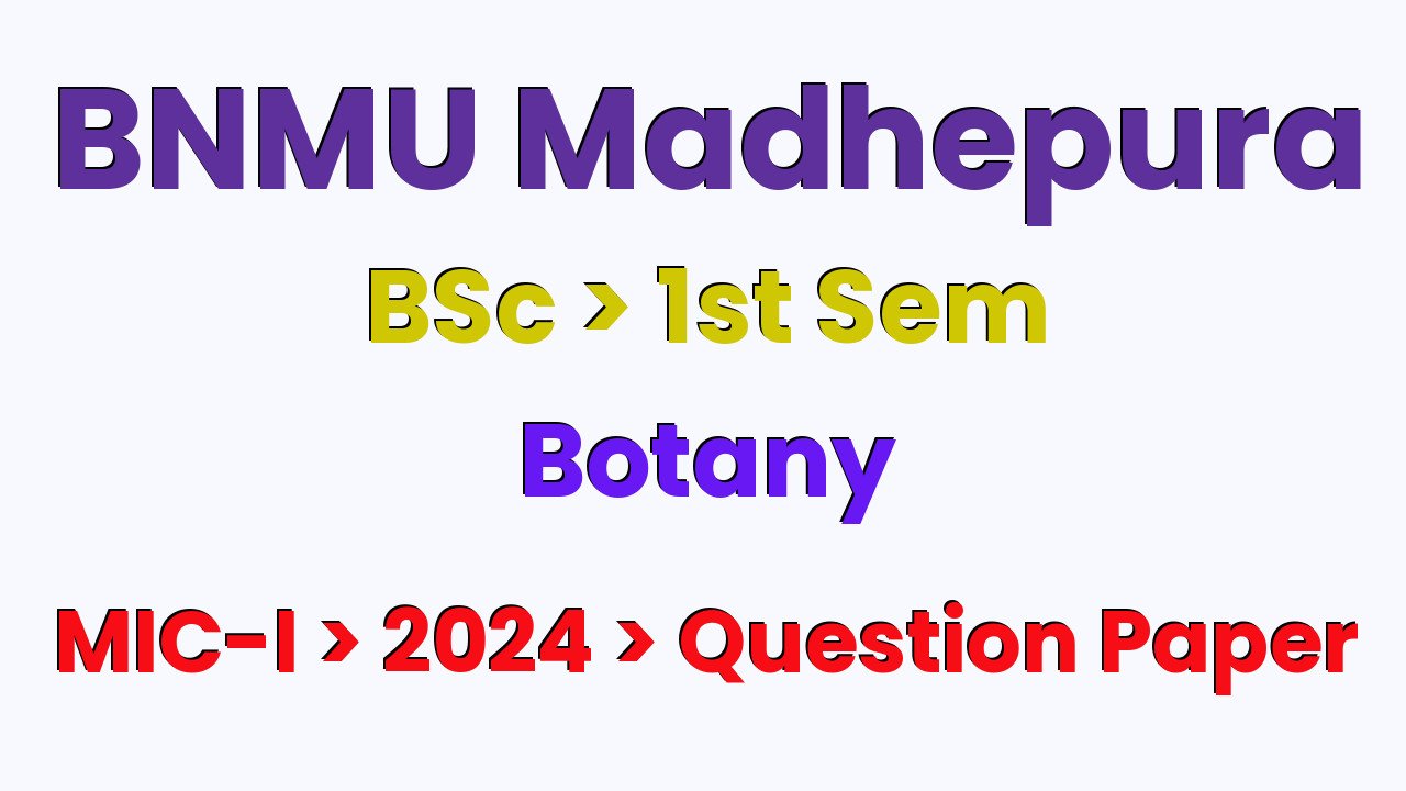 BNMU Madhepura BSc 1st Sem Botany MIC-I 2024 Question Paper