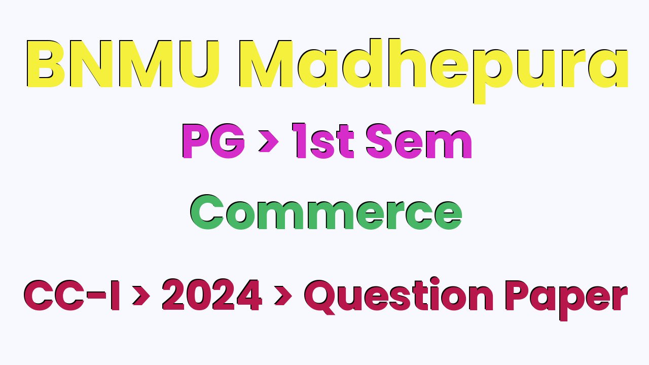 BNMU Madhepura PG 1st Sem Commerce CC-I 2024 Question Paper